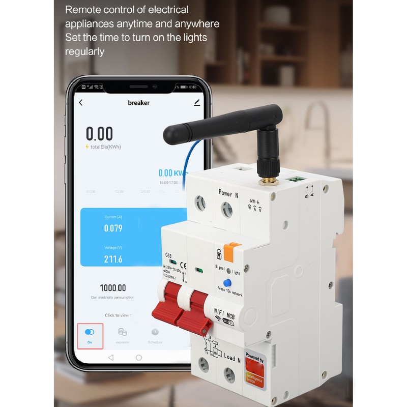 WiFi Circuit Breaker 2P Smart Phone APP Remote Switch for