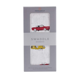 Newcastle Classics NC-SB2016 Swaddle Bamboo Muslin Swaddle, Soft Blanket, Baby Shower, Vintage Cars 47.2 x 47.2 inches (120 x 120 cm), 0 Months and Up