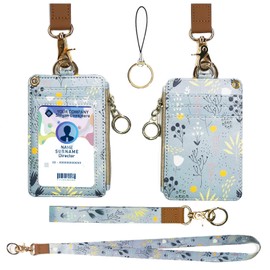 ID Card Case with Lanyard, ID Card Holder with Badge, ID Card Holder Badge Kit, for Women, Teachers, Nurses, Doctor, Student (Light Blue)