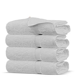 Towel Bazaar Premium Turkish Cotton Super Soft and Absorbent Towels (4-Piece Washcloth, White)