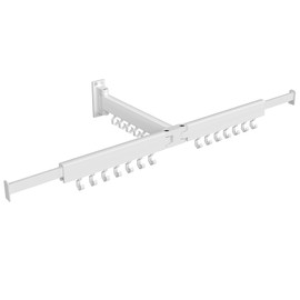 SONGMICS Clothes Drying Rack, Wall-Mounted Laundry Drying Rack, Extendable, Foldable Arms, with 21 Swivel Sliding Hooks, Space-Saving, for Laundry Room, Bathroom, Cloud White ULLR807W01