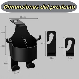 Lovgrin Gancho Multifuncional para Respaldo de Asiento de Automóvil, Nuevo 2024, Gancho 3 en 1 para Asiento Trasero de Automóvil, Portavasos para Automóvil, Apto para Vehículos Universales (2)