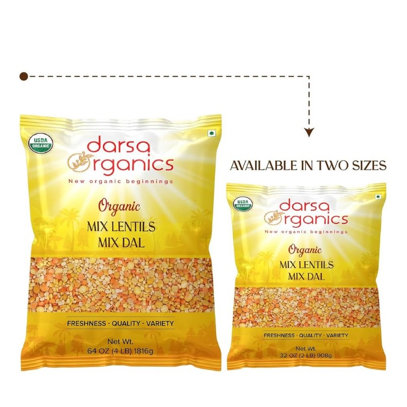 Darsa Organics Mix Lentils 2 lb | Indian Panchmel Dal