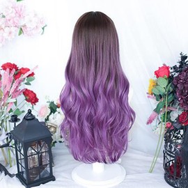Harajuku Style GAL Women's Wig, Full Wig, Long Curly, Brown, Purple, Gradient Lolita, Lolita Harajuku Wig