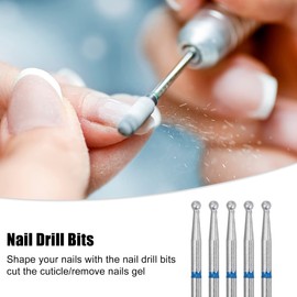 VOCOSTE 10 Pcs Emery Nail Drill Bits Set for Acrylic Nails, 3/32 Inch Nail Art Tools, Manicure Pedicure Shapen Remove Tools, 44.3mm Length, Blue