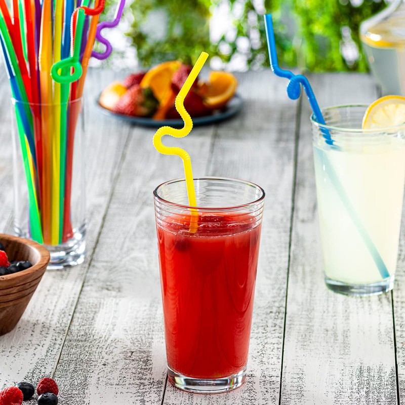 GUSTO [200 Pack] 10.02"High Long Flexible Straws, Disposable Plastic Drinking