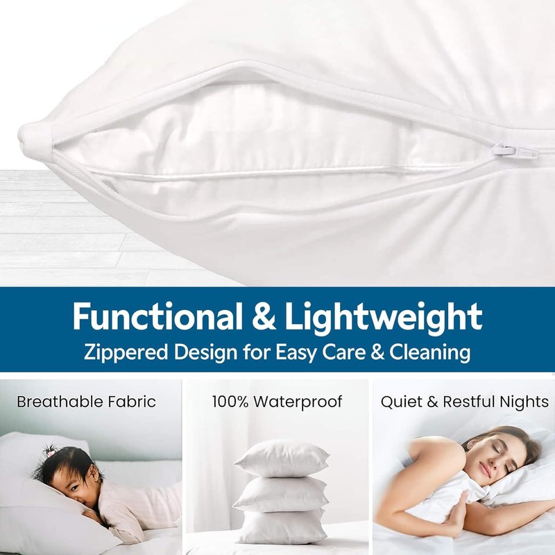 Guardmax, Bed Bug/Waterproof Zippered Pillow Protector, White , 22x22, 4