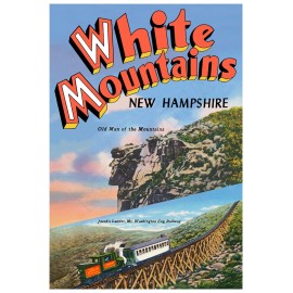 White Mountains New Hampshire 1940s Vintage Travel Poster