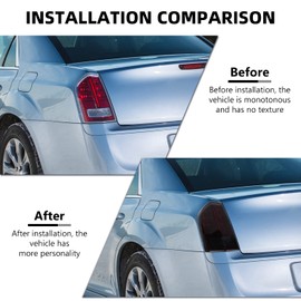 RAZPOY Tail Light Lamp Covers, Smoked Rear Light Guards Compatible with 2011-2014 Chrysler 300/300C Exterior Accessories, ABS Smoke Black