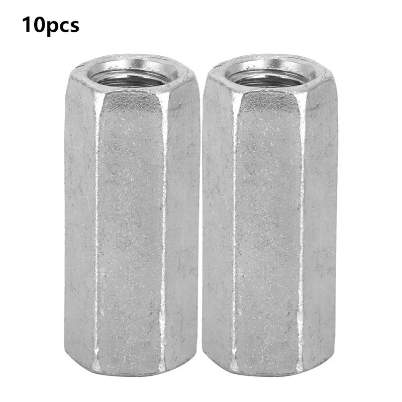 Hilitand 10 Pcs Long Rod Nut Hex Coupling Nuts Hexagonal