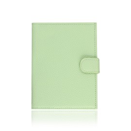 Slim Passport Holder for Women, Compact Leather Passport Wallet with Card Holders SIM Slots,Zippered Coins Pocket and Cash Compartment Travel Passport Cover Case, Light Green