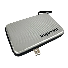 Imperial Hardcase Table Tennis Racket Case | Silver | Carbon Look | Space for Two Bats & Accessories | Shock and Scratch Resistant