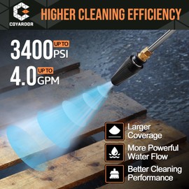 Coyardor Pressure Washer Turbo Nozzle, 360° Rotating Power Washer Tips, 3400 PSI with 1/4" Quick Connect, 5 Spray Nozzle Tips Replacement For Ryobi, Karcher, Greenworks, and More (4.0 GPM)