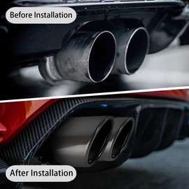 OtpOutopa 2PCS Dual Exhaust Tip 2.48 inch Inlet, Universal Black Car Exhaust Tips Curved Muffler Tip Modification Tail Pipe Tail Throat, Adjustable Car Thickened Decoration Pipe