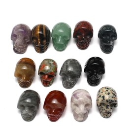 LHJ 7 Pcs Natural Stone Crystal Décor Figurines Skull Decoration