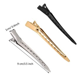 Metal Duck Billed Hair Clips for Styling Sectioning, 3.5 Inches Rustproof Metal Alligator Curl Clips Pins for Curls Bows DIY & Long Hair (Silver-gold, 24pcs)