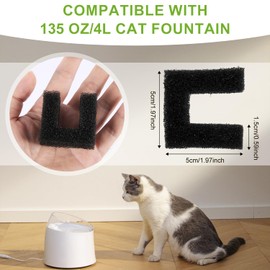 20pcs Cat Fountain Filter Sponge, Pet Water Fountain Foam Filters Replacement Pre-Filter Sponges for 135oz/4L Pet Fountain 118oz/3.5L Dog Drinking Water Dispenser