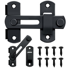 2 Packs 4"x 2.76" Gate Latch Sliding Door Lock, 180° Upgraded Thickened Security Door Locks for Bedrooms, Kids Safety, Barn Door, Shed, Child Proof Gate Latches for Wooden Fence