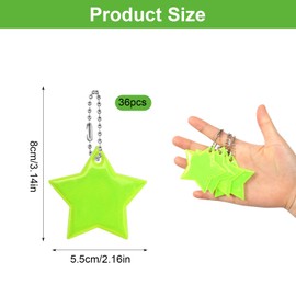 HURODZ Sicherheits Reflektor Anhänger, 36 Stück Reflektoren Anhänger für Rucksack Schulranzen,Stern Sicherheits Reflektor für Schultasche Rucksack Gehen Laufen Radfahren