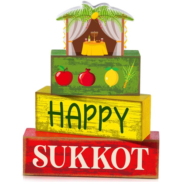 Yuntau 4 Pcs Happy Sukkot Table Decorations Sukkot Centerpieces for