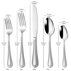 Heavy Duty Silverware Set for 12, 18/10 Stainless Steel, 60 Pieces Silverware Knife Spoon and Fork Set, Dishwasher Safe Flatware Set with Beaded Edge Handle