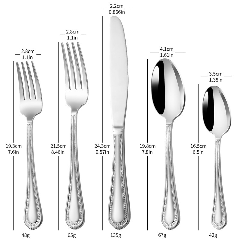 Heavy Duty Silverware Set for 12, 18/10 Stainless Steel, 60