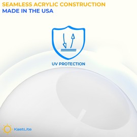 KastLite 12" Outdoor Light Post Globe Combo, Fits 3" Posts (Post NOT Included) - White Acrylic Lamp Cover with 5000K LED Bulb - Modern Driveway Yard Lamppost Lighting Fixture, Outdoor Pole Light