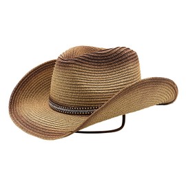 RONGXG Men Cowboy Straw Hat Wide Brim Fedora Panama Straw Bucket Hat UV Protection Vacation Sunhat Foldable Beach Western Hats Khaki-Coffee