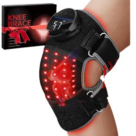 Kniebandage mit Rotlichttherapie, 6 Licht- und 5 Massagemodi, wiederaufladbar, Heizung und Massage – 96 LEDs (660 nm & 850 nm), verstellbarer Gurt zur Schmerzlinderung in Knie, Ellenbogen und Schulter