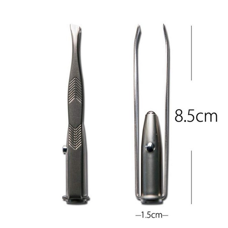 SZB Angled Tweezers LED Light Eyelashes Precision Beard Razor Stainless