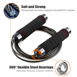 Habett 2 Pack Jump Rope with Ball Bearings Skipping Rope Rapid Speed Cable Tangle-Free Adjustable Length Jumping Ropes with Memory Foam Ideal for Men Women Kids Fitness Training Boxing Exercise