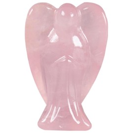 Crystal Angel,1.5 Inch Pink Pocket Guardian Angel Healing Rose Quartz Ornament,Mini Reiki Healing Rose Quartz Crystals Figurine,for Women,Christmas Birthday Gifts,Cute Room Decor(Pink)