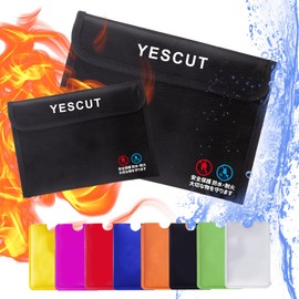 YESCUT Fireproof Safe Bag, Money Collection Bag, Valuable Document Storage Case, Cash Storage Case, Fireproof Case, 15.0 x 9.1 x 7.1 inches (38 x 28 x 23 x 18 cm), Set of 2, Set of 2, Fireproof,