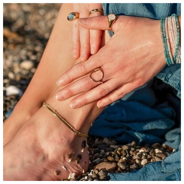 Unbranded Anklet Gold Waterproof Double layer Anklet Herringbone gold Chain