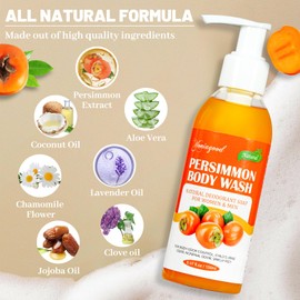 2 PCS Persimmon Body Wash for Strong Odor Control, Natural Persimmon Soap Bar Old People Smell Remover, Smelly Feet Deodorant Body Odor Eliminator, Body Wash Gel for Women & Men