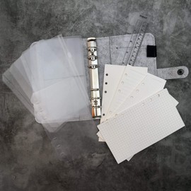 A6/ A5 6-Holes Felt Cover Round Ring View Binder File Folder for Loose Leaf Sheet Protectors/Notebook Refill/DIY Scrapbooking/Binder Cover Protector (A6 Combo, Gray 04)