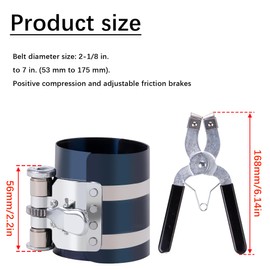 MWMNUN Piston Ring Compressor Tool Car Engine Piston Ring Installer Removal Kit Adjustable Sizes From 2-1/8 Inches To 7 Inches，with Piston Installer Plier