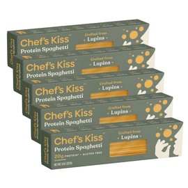 Chef’s Kiss Protein Spaghetti | 20g Protein, High Fiber | Gluten Free, Plant-Based, Lower Carb Pasta Made from Lupins | No Fillers No Gums | High Protein Spaghetti Alternative | Non GMO | 5-pack (8oz)