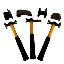 Auto Body Dent Repair Hammers for Any Car or Truck (7 Piece Kit with Dollies and Wedge)