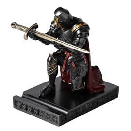 NCQIXIAO Medieval Templar Vanguard Officer Knight Pen Holder Pen Stand Desk Organizers and Accessories Resin Mobile Phone Stand as Gift for Office and Home Desk Organizer (Iron)