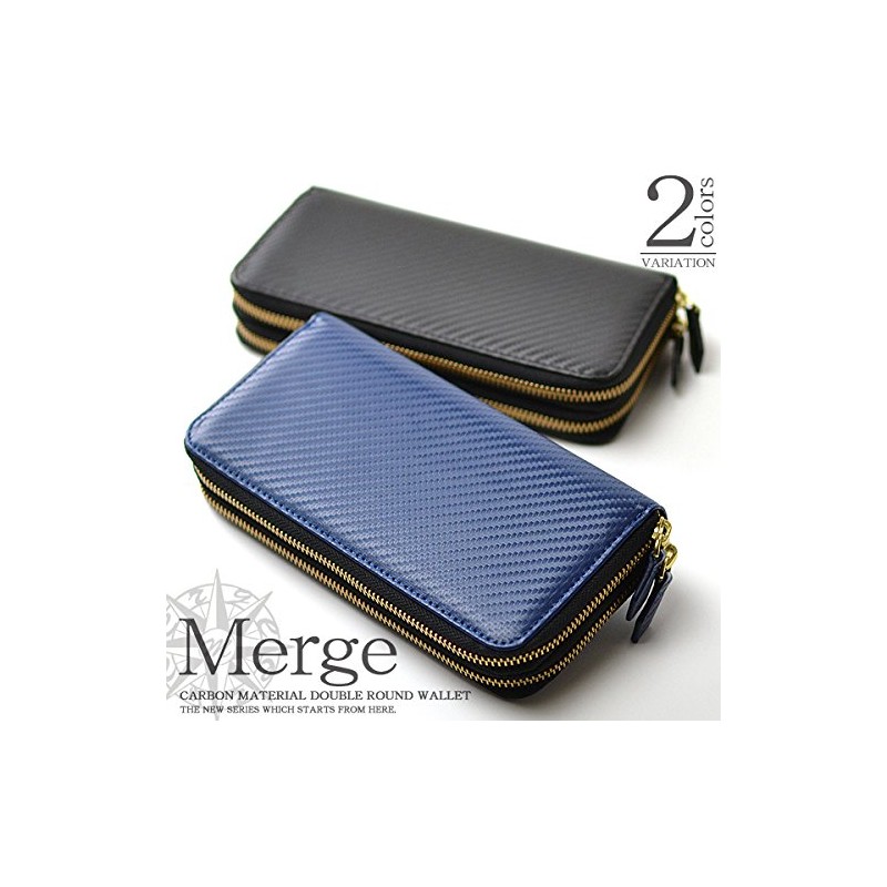 [Merge] MG-1866 Long Wallet, Round Zipper, Carbon Processing, Cowhide Leather,