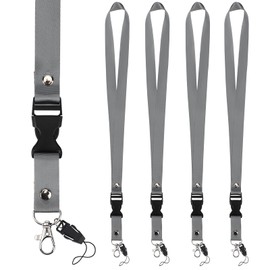 Segus Key Chain Strap, Pack of 5 Lanyards for Hanging, Lanyards with Removable Buckle, Key Chain Band for Office, Factory, School, Hospital (Dark Grey)