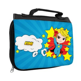 Toiletry Bag with Names Kimi and Super Hero Baby Boy Design with Name Washing Toiletries Bag for Children