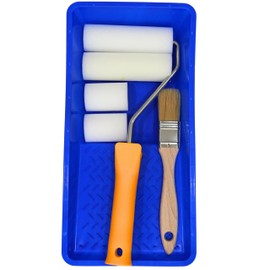 DAN&MAR® Complete Set with Foam Roller and Tub, 11 cm, for Synthetic and Acrylic Paints, Specifically for Furniture Restoration (Set with Roller and Bucket)