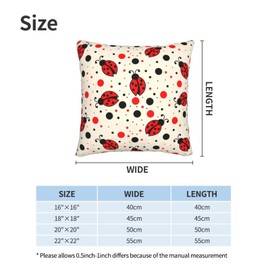Duduho Ladybugs and Dots Throw Pillow Cover Set of 2 Decorative Square Pillowcase Throw Cushion Case for Bedroom, Living Room, Sofa, Couch and Bed, 20x20 Inch