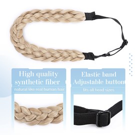 Elailite Braided Hair Band with Hair Women's Hair Pieces Bun Braids Extensions Headband Wide 3.8 cm L Braid Headband Adjustable Headband Hair Accessories 50 g Light Gold Blonde / Light Blonde