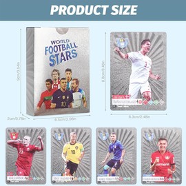 2025 Football Cards, 55Pcs Football Star Cards, Sports Gold Foil Collectible Card Soccer Star Euro Card for Children's Birthday - Silvery