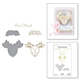 Spellbinders Deer Friend Glimmer Plate & Die Set from Sweet Cardlets II Collection by Becca Feeken Hot Foil Plate, Metal