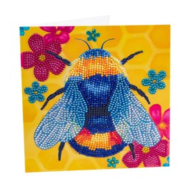 Floral Bumblebee 18x18cm Crystal Art Card