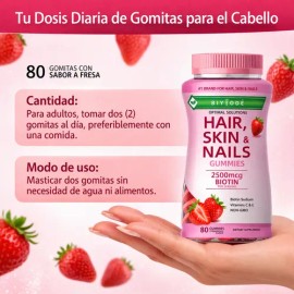 Gomitas Biotina Cabello Piel Uñas 2500 Mcg 80 Gummies                                                                                                 